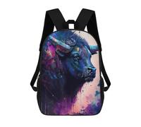 sinyumoney Colorful Bull Illustration School Backpack Water Resistant School Bag Business Backpack for Men/Women 17inch