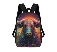 sinyumoney Colorful Bull in Flowers School Backpack Rucksack Casual Daypacks School Work Travel Bag for Campus Outdoor Travel Sports 17inch