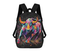 sinyumoney Colorful Bull Painting Artwork-3 School Backpack 3D Printed Children's 17inch Backpacks Bag Bookbag for Kids Boy Girl Book Bags Kids School Bag Travel Rucksacks