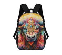 sinyumoney Colorful Bull Portrait-5 Backpack 3D Print Kids Bag Elementary Students Daypack Lightweight School Bag for Children Girls Boys Nursery Lunch Pack 17inch