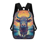sinyumoney Colorful Bull Portrait Rucksack School Secondary High School College Backpack Travel for Teenage Girls Boys Women Men 17inch