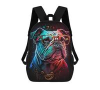 sinyumoney Colorful Bulldog Art Print -2 Kids Backpack,School Backpack Kids School Bag 3D Printed Cartoon Large Capacity Backpack for Kids Boys And Girls 17inch