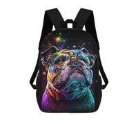 sinyumoney Colorful Bulldog Art Print-4 Children's Backpacks 17inch School Backpack 3D Printed Bag Bookbag for Kids Travel Rucksacks Boy Girl Book Bags Kids School Bag