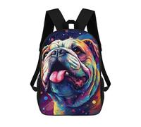 sinyumoney Colorful Bulldog Art Print-5 Backpack School Bag Large School Backpack for Boys - Perfect for Travel, Work And Daily Use 17inch