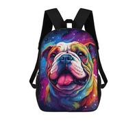 sinyumoney Colorful Bulldog Art Print-7 Backpack School Bag Water Resistant School Bag Business Backpack for Boys/Girls/Teenagers 17inch