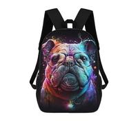 sinyumoney Colorful Bulldog Glasses Art Print Backpack School Bag Work Laptop Backpack Rucksack Bag for Boys/Girls/Teenagers 17inch