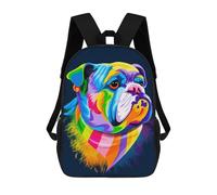 sinyumoney Colorful Bulldog Portrait -2 Rucksack Fashion Stationery Backpack Waterproof Casual Daypacks for Teenage Girls Boys Women Men 17inch
