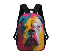 sinyumoney Colorful Bulldog Portrait 3D Printed Children's School Backpack for Kids High Capacity Travel Rucksacks Book Bags Kids School Bag Back Pack 17inch