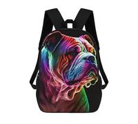 sinyumoney Colorful Bulldog Portrait -4 Backpacks Kids Student Schoolbag,3D Printed Backpacks,Elementary And Middle School Students Backpacks for Boys Girls 17inch
