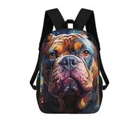 sinyumoney Colorful Bulldog Portrait -5 Backpacks, Kids Backpack Student School Bag 3D Printed Travel Backpacks Fashion Accessory Backpack Children Waterproof School Bags 17inch
