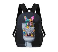 sinyumoney Colorful Bulldog Reading Newspaper-1 3D Printed School Bag Children's School Backpack Schoolbags Travel Backpacks Casual Fashion Bag for Kids School Students 17inch