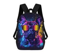 sinyumoney Colorful Bulldog Sunglasses Art Print School Backpack Large School Backpack for Boys for Campus Outdoor Travel Sports 17inch