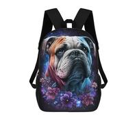 sinyumoney Colorful Bulldog with Flowers Backpack School Bag Computer Rucksack for School/Work/Travel for Camping Outdoor Adventures And Daily Travel 17inch