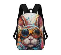 sinyumoney Colorful Bunny with Goggles Kids Backpack,School Backpack Kids School Bag 3D Printed Cartoon Large Capacity Backpack for Kids Boys And Girls 17inch