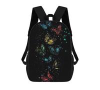 sinyumoney Colorful Butterflies on Black Backpack School Water Resistant Computer Rucksack for Boys/Girls/Teenagers 17inch