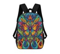 sinyumoney Colorful Butterfly Art Print-2 Backpack Cartoon Plush Bag, 3D Backpack for Kids School Bag Birthday Gift Idea for Boys And Girls 17inch