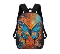 sinyumoney Colorful Butterfly Art Print-2 Children's School Backpack Fashion Casual 17inch 3D Printed School Bags Boy School Backpack Large Backpack