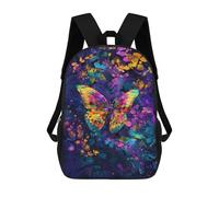 sinyumoney Colorful Butterfly Garden-2 Children's School Backpack Fashion Casual 17inch 3D Printed School Bags Boy School Backpack Large Backpack