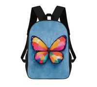 sinyumoney Colorful Butterfly on Blue Background Children's 17 Inch School Backpack 3D Printed Cool Knapsack for Kids Travel Rucksacks Book Bags Kids School Bag