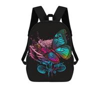 sinyumoney Colorful Butterfly on Rose Backpack School Bag Rucksack Casual Daypacks School Work Travel Bag for Teenage Girls Boys Women Men 17inch