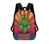 sinyumoney Colorful Cactus Pot Art Print-1 School Backpack Secondary Causal Travel High School Bags for Camping Outdoor Adventures And Daily Travel 17inch