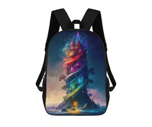 sinyumoney Colorful Castle The Glass School Backpack Work Laptop Backpack Rucksack Bag for Teenage Girls Boys Women Men 17inch
