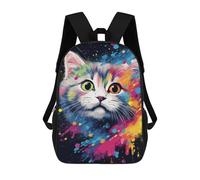 sinyumoney Colorful Cat Art Print-1 Backpack School Water Resistant Travel Backpack Computer Bag - Perfect for Travel, Work And Daily Use 17inch