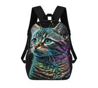 sinyumoney Colorful Cat Art Print-23 Backpack Kids School Bag Boys Cartoon 3D Print Students Schoolbag Laptop Daypack for Boys Girls 17inch
