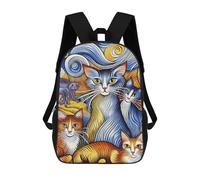 sinyumoney Colorful Cat Art Print Backpack School Bag Work Laptop Backpack Rucksack Bag for Teenage Girls Boys Women Men 17inch