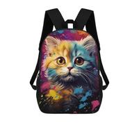 sinyumoney Colorful Cat Art Print School Backpack Lightweight Airport College Students Back Pack for Boys/Girls/Teenagers 17inch