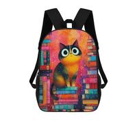 sinyumoney Colorful Cat Bookshelf Painting Backpack School Lightweight Airport College Students Back Pack for Girl, Teen Girls 17inch