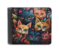 sinyumoney Colorful Cat Collage-1 3D Print Men's Wallet Credit Card Holder Slots Note Section Modern Style Wallets for Boys Girls 11.7cm*9.5cm