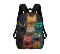 sinyumoney Colorful Cat Collage-1 School Bags School Secondary High School College Backpack Travel for Boys/Girls/Teenagers 17inch