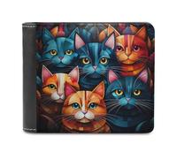 sinyumoney Colorful Cat Collage-13 3D Print Wallet Bills Credit Cards Leather RFID Banknote Compartments Fashion Slim Wallets Youth Guys 11.7cm*9.5cm