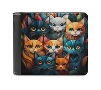 sinyumoney Colorful Cat Collage-9 3D Print Clutch Purse Coin Pocket ID Slots Note Section Soft Convenient Wallets Craftsmanship Gifts 11.7cm*9.5cm