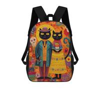 sinyumoney Colorful Cat Couple Art Print Children's Backpacks School Backpack 3D Printed for Kids Travel Rucksacks Book Bags Kids 17inch School Bag