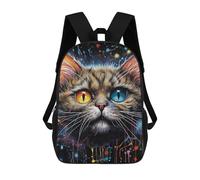 sinyumoney Colorful Cat Eyes Painting Rucksack Secondary Causal Travel High School Bags for Men, Women & Teenage Boys 17inch