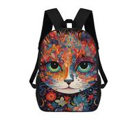 sinyumoney Colorful Cat Face Art Print School Backpack Fashion Stationery Backpack Waterproof Casual Daypacks for Men/Women 17inch