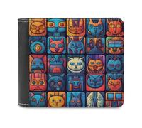 sinyumoney Colorful Cat Faces-3 3D Print Clutch Purse Credit Card Slots Banknote Compartments Slim Elegant Wallets for Boys Girls 11.7cm*9.5cm