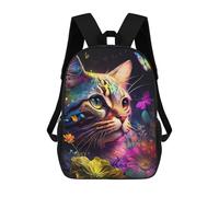 sinyumoney Colorful Cat Garden Fantasy Backpack School Lightweight Airport College Students Back Pack for Men, Women & Teenage Boys 17inch