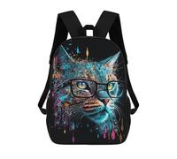 sinyumoney Colorful Cat Glasses Art Print-1 Backpack School Daypacks Business Backpack Water Resistant Bookbag for Camping Outdoor Adventures And Daily Travel 17inch