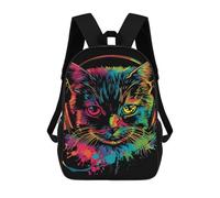 sinyumoney Colorful Cat Headphones Art Print Backpacks 3D Printed 17inch Kids School Backpack Outdoor Casual Daypack Casual Travel Bags for Middle School Students