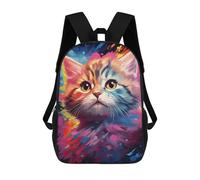 sinyumoney Colorful Cat Painting Artwork Backpack School Lightweight Airport College Students Back Pack for Girl, Teen Girls 17inch