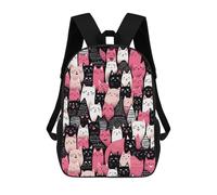 sinyumoney Colorful Cat Pattern Kids School Backpack 3D Printed Fashion School Bag Casual School Bag for Boys Elementary And Middle School Students 17inch