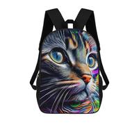 sinyumoney Colorful Cat Portrait-18 Backpack Kids School Bag Boys Cartoon 3D Print Students Schoolbag Laptop Daypack for Boys Girls 17inch