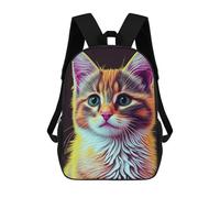 sinyumoney Colorful Cat Portrait -4 Backpack 3D Print Kids Bag Elementary Students Daypack Lightweight School Bag for Children Girls Boys Nursery Lunch Pack 17inch