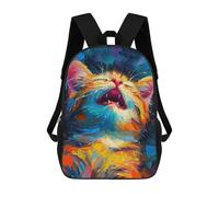 sinyumoney Colorful Cat Yawning Painting Backpacks 3D Printed Kids School Backpack Outdoor Casual Daypack Fashion Casual Children Backpacks Cute Travel Bags 17inch