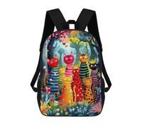 sinyumoney Colorful Cats in Fantasy Forest-3 School Backpack High Secondary School Bags Casual Backpack for Girl, Teen Girls 17inch