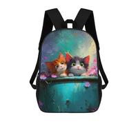 sinyumoney Colorful Cats in Flower Pot 3D Printed Children's School Backpack for Kids Travel Rucksacks Book Bags Kids School Bag 17inch