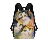 sinyumoney Colorful Cats Painting-2 Backpacks 3D Printed 17inch Kids School Backpack Outdoor Casual Daypack Casual Travel Bags for Middle School Students